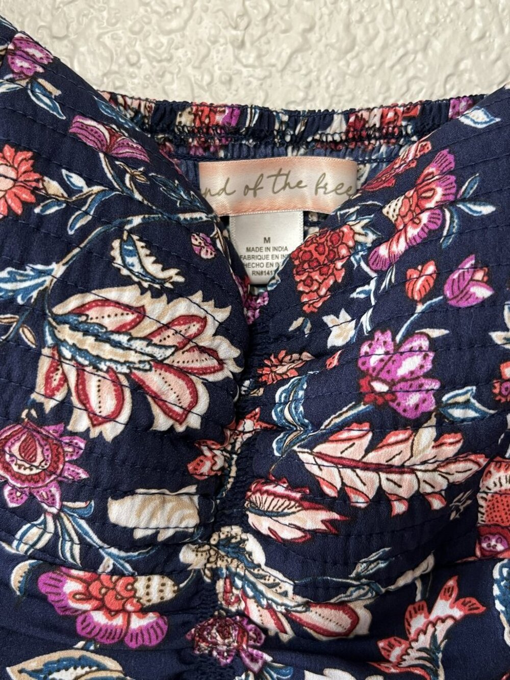 Band of the Free Women’s Size Med Jumpsuit Navy Red Pink Florals Boho Summer - Picture 7 of 11